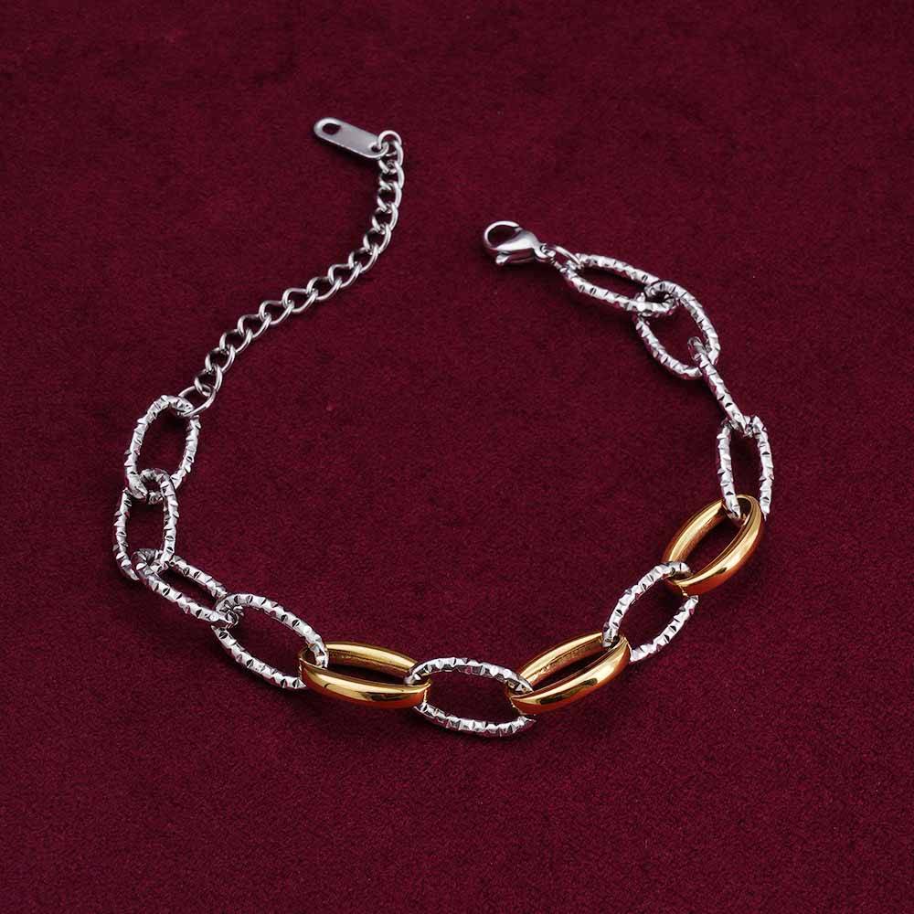Palmonas Unique Oval Link Dual Tone Bracelet For Womens - Waterproof & Anti-Tarnish : PMWSSBR125-MC