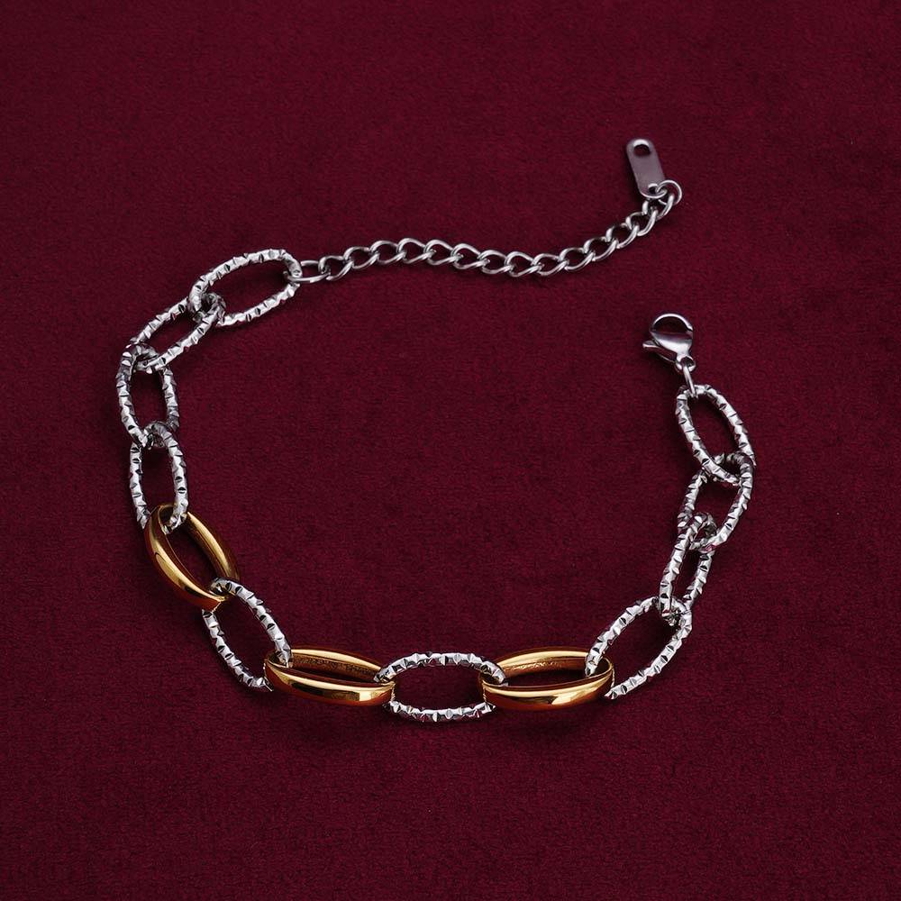 Palmonas Unique Oval Link Dual Tone Bracelet For Womens - Waterproof & Anti-Tarnish : PMWSSBR125-MC