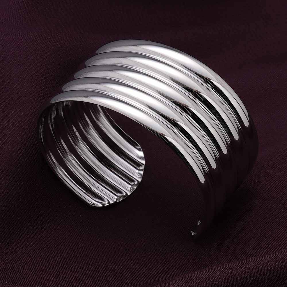 Palmonas Silver Stack Cuff Bracelet For Womens - Waterproof & Anti-Tarnish : PMWSSBR132-S