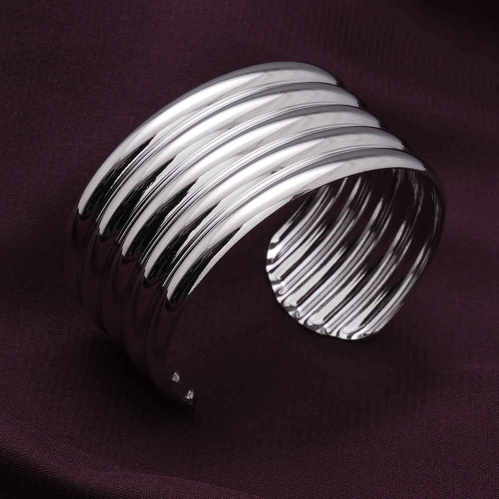 Palmonas Silver Stack Cuff Bracelet For Womens - Waterproof & Anti-Tarnish : PMWSSBR132-S