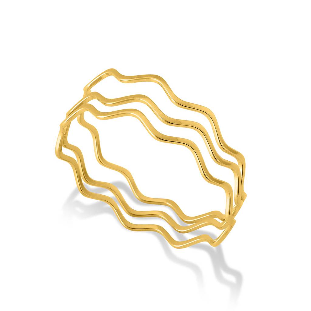 Gold Wavy Layered Bangle Bracelet For Women : PMWSSBR136-G