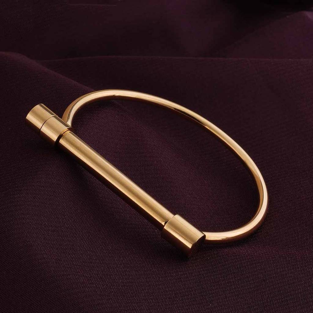 Golden Bar Bangle Bracelet For Women : PMWSSBR140-G