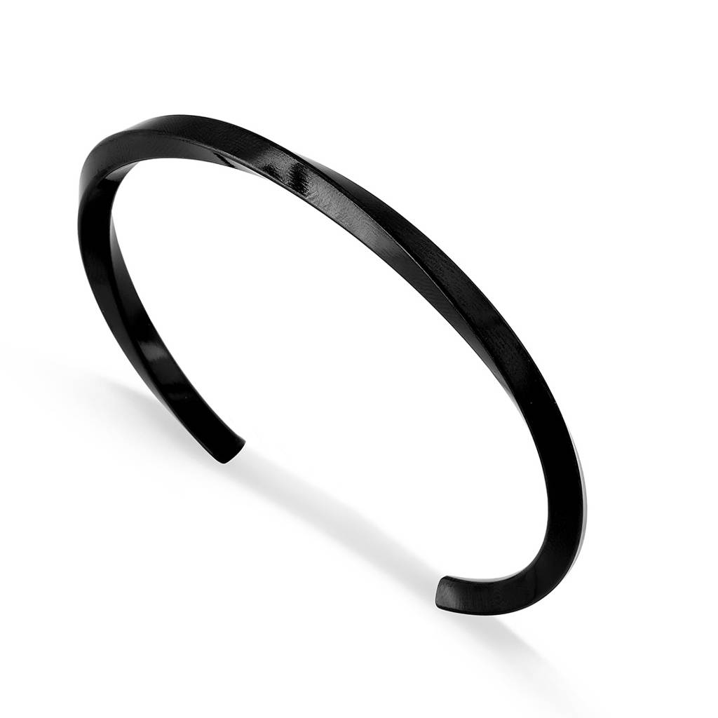 Black Hammered Cuff Bracelet For Women : PMWSSBR142-G