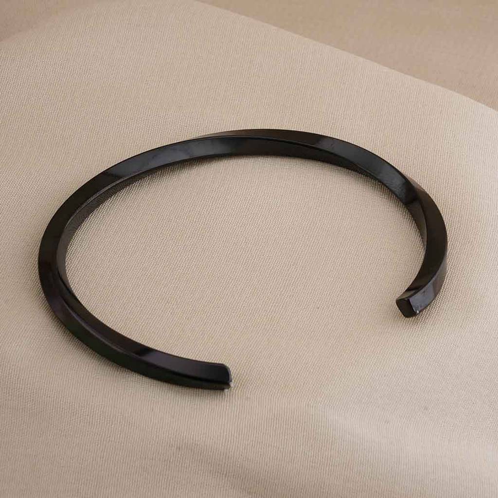 Black Hammered Cuff Bracelet For Women : PMWSSBR142-G