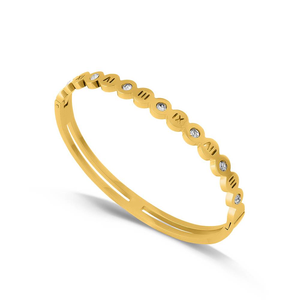 Diamonds Golden Bangle Bracelet For Women : PMWSSBR149-G