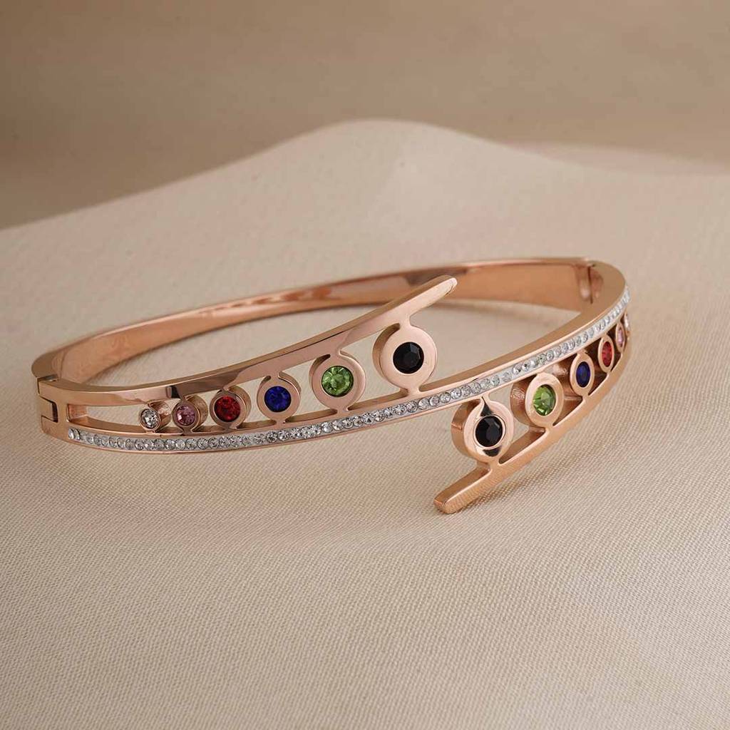 Multicolored Gemstone Bracelet For Women : PMWSSBR170-RG