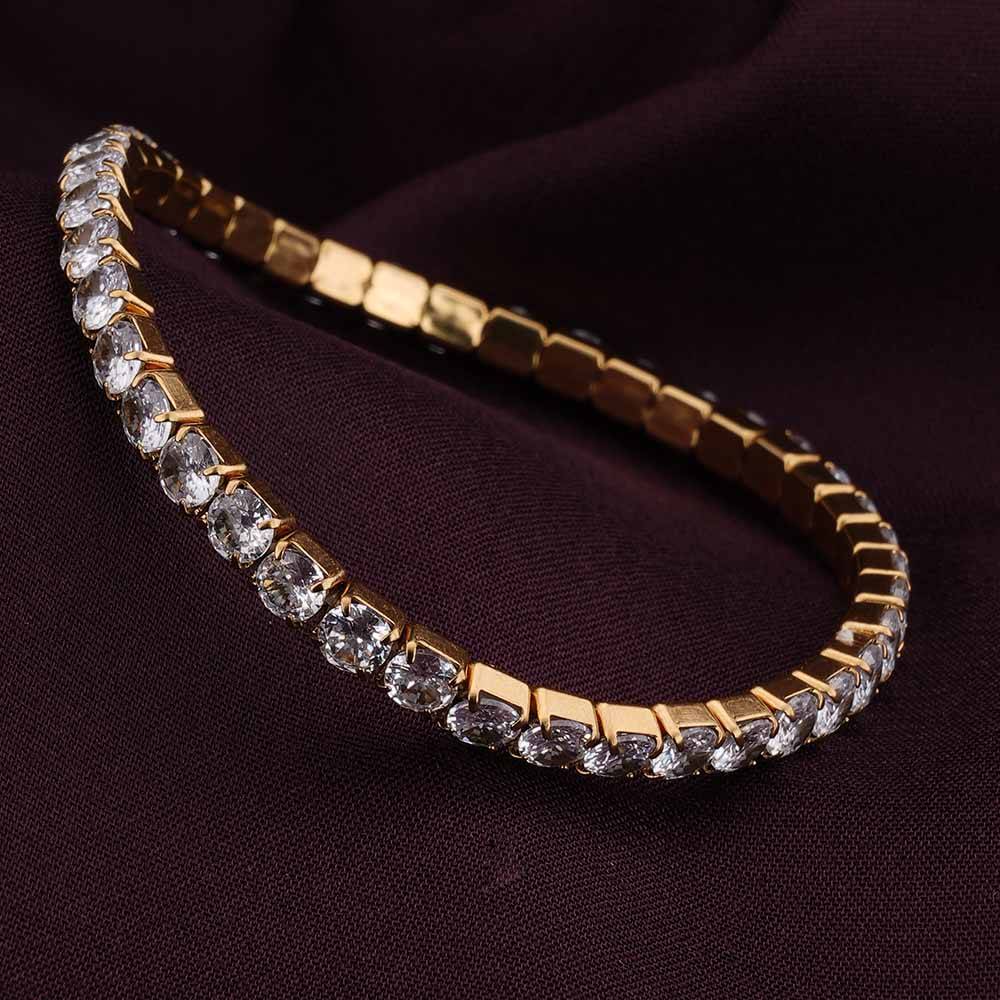 Palmonas Exquisite Gold Studded Bracelet For Womens - Waterproof & Anti-Tarnish : PMWSSBR172-G