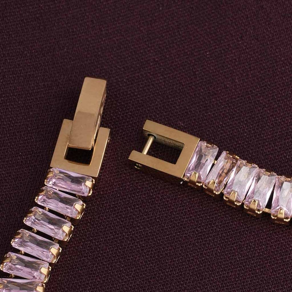 Palmonas Corral Haze Pink Stone Bracelet For Womens - Waterproof & Anti-Tarnish : PMWSSBR175-G