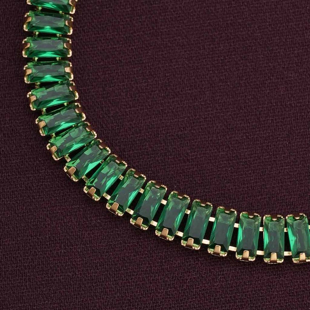 Palmonas Emerald Link Green Stone Bracelet For Womens - Waterproof & Anti-Tarnish : PMWSSBR176-G