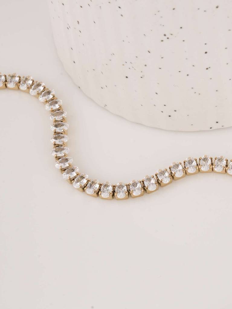 Palmonas Premium Oval Diamond Bracelet For Womens - Waterproof & Anti-Tarnish : PMWSSBR187-G