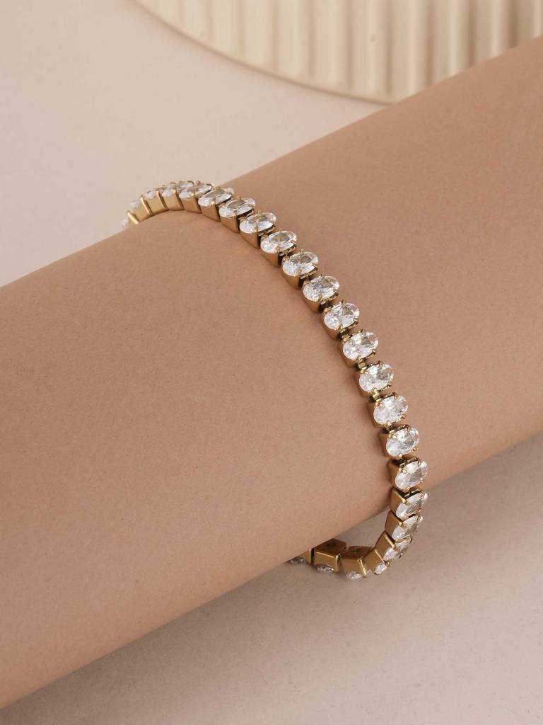 Palmonas Premium Oval Diamond Bracelet For Womens - Waterproof & Anti-Tarnish : PMWSSBR187-G