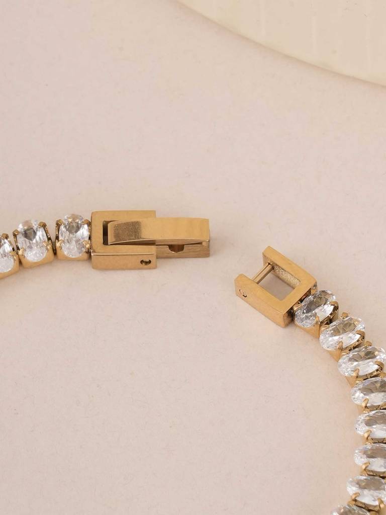 Palmonas Premium Oval Diamond Bracelet For Womens - Waterproof & Anti-Tarnish : PMWSSBR187-G