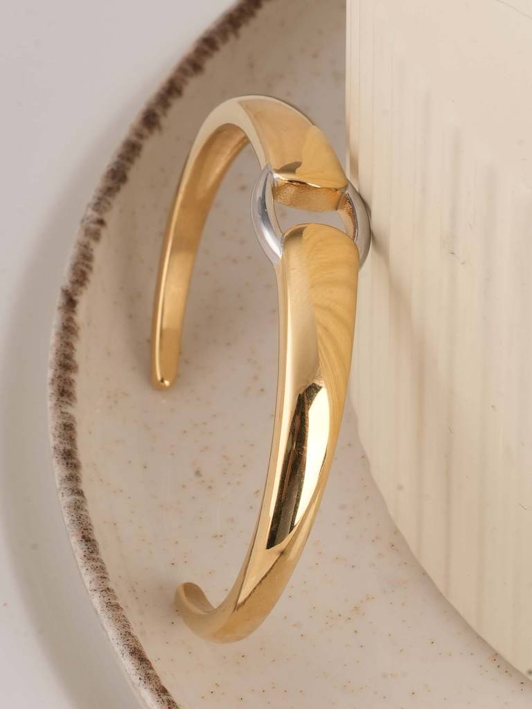 Palmonas Modern Bi-Metal Cuff Bracelet For Womens - Waterproof & Anti-Tarnish : PMWSSBR193-MC