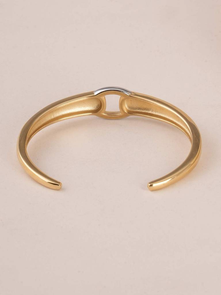 Palmonas Modern Bi-Metal Cuff Bracelet For Womens - Waterproof & Anti-Tarnish : PMWSSBR193-MC