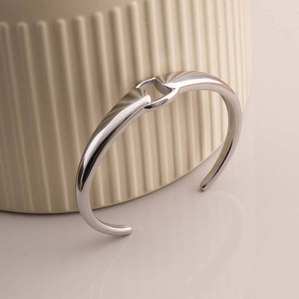 Modern Silver Cuff Bracelet For Womens - Waterproof & Anti-Tarnish : PMWSSBR194-S