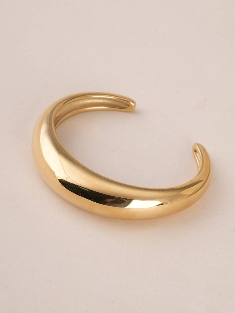 Plain Gold Stackable Cuff Bracelet For Womens - Waterproof & Anti-Tarnish : PMWSSBR200-G