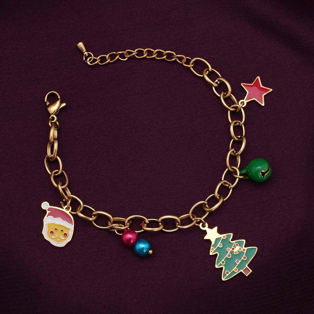 Palmonas Christmas Charm Golden Bracelet For Womens - Waterproof & Anti-Tarnish : PMWSSBR233-G