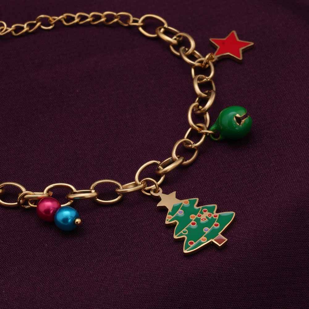 Palmonas Christmas Charm Golden Bracelet For Womens - Waterproof & Anti-Tarnish : PMWSSBR233-G
