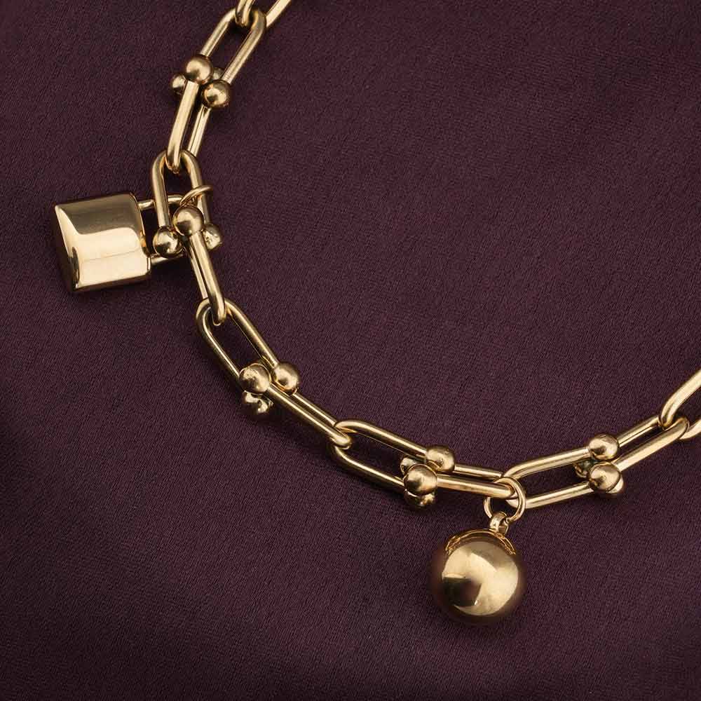 Palmonas Gold Novelty Charm Link Bracelet For Womens - Waterproof & Anti-Tarnish : PMWSSBR251-G
