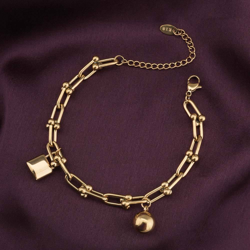 Palmonas Gold Novelty Charm Link Bracelet For Womens - Waterproof & Anti-Tarnish : PMWSSBR251-G