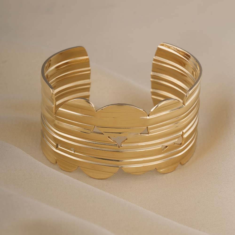 Palmonas Gold Statement Cuff Bracelet For Womens - Waterproof & Anti-Tarnish : PMWSSBR294-G