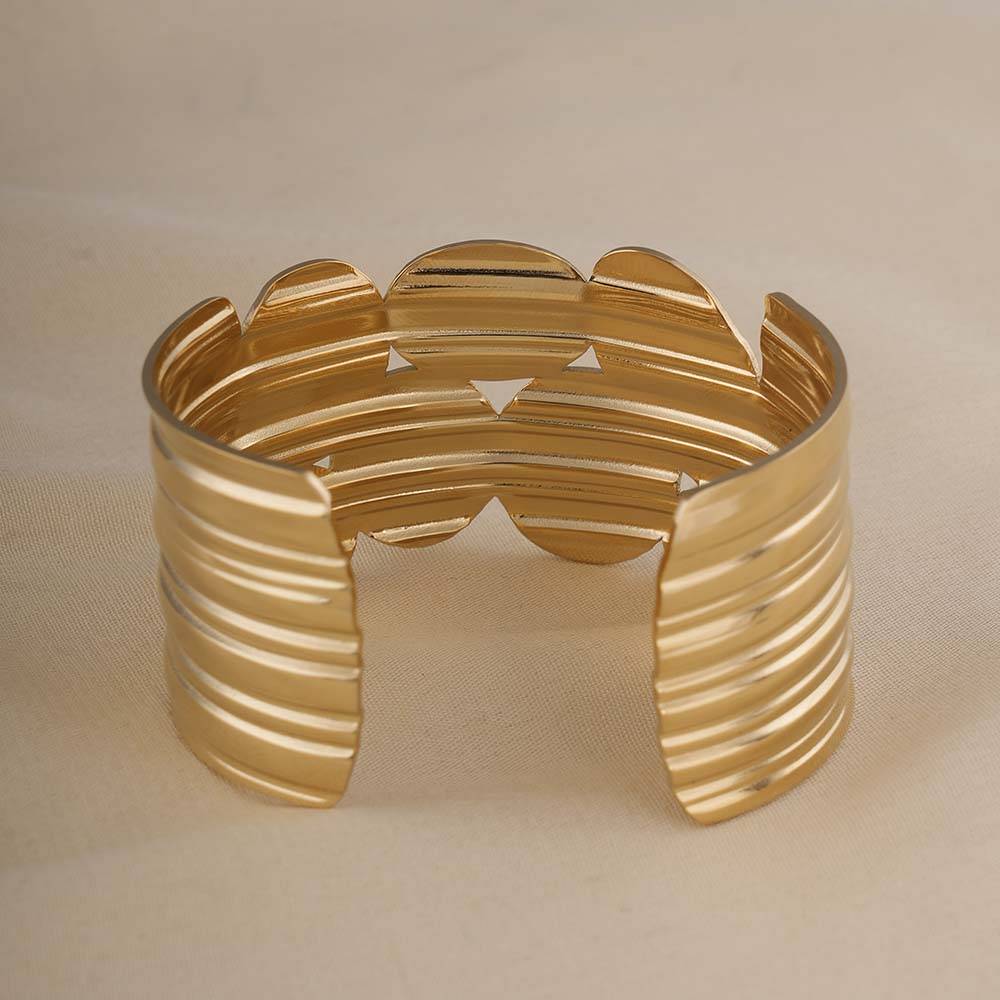 Palmonas Gold Statement Cuff Bracelet For Womens - Waterproof & Anti-Tarnish : PMWSSBR294-G