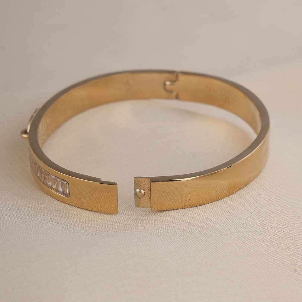Palmonas Gold Hinged Bangle Bracelet For Womens - Waterproof & Anti-Tarnish : PMWSSBR297-G
