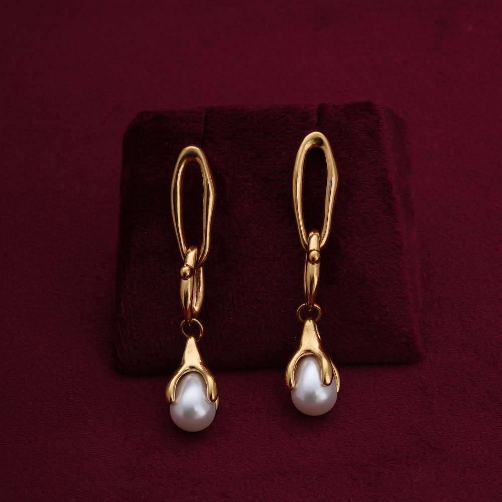 Palmonas Teardrop Elegance Pearl Earrings For Womens - Waterproof & Anti-Tarnish : PMWSSER234-G