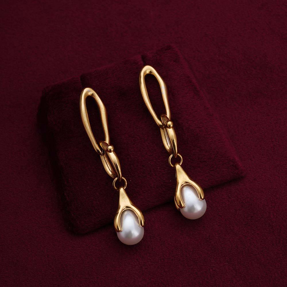 Palmonas Teardrop Elegance Pearl Earrings For Womens - Waterproof & Anti-Tarnish : PMWSSER234-G
