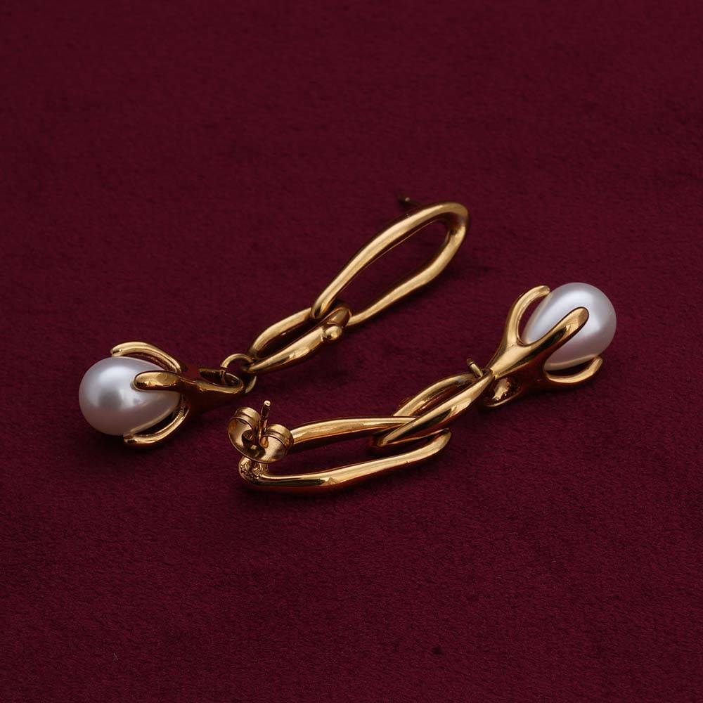 Palmonas Teardrop Elegance Pearl Earrings For Womens - Waterproof & Anti-Tarnish : PMWSSER234-G
