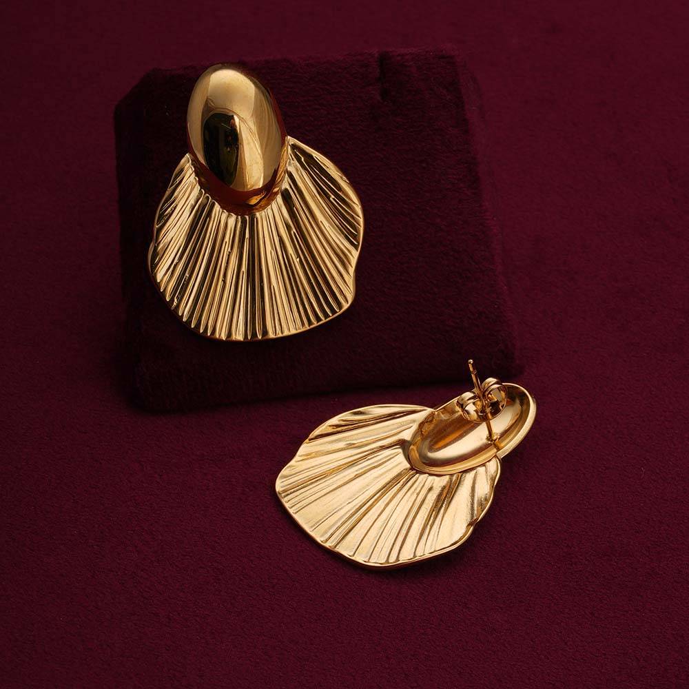 Palmonas Goldfish Tail Shaped Stud Earrings For Womens - Waterproof & Anti-Tarnish : PMWSSER238-G