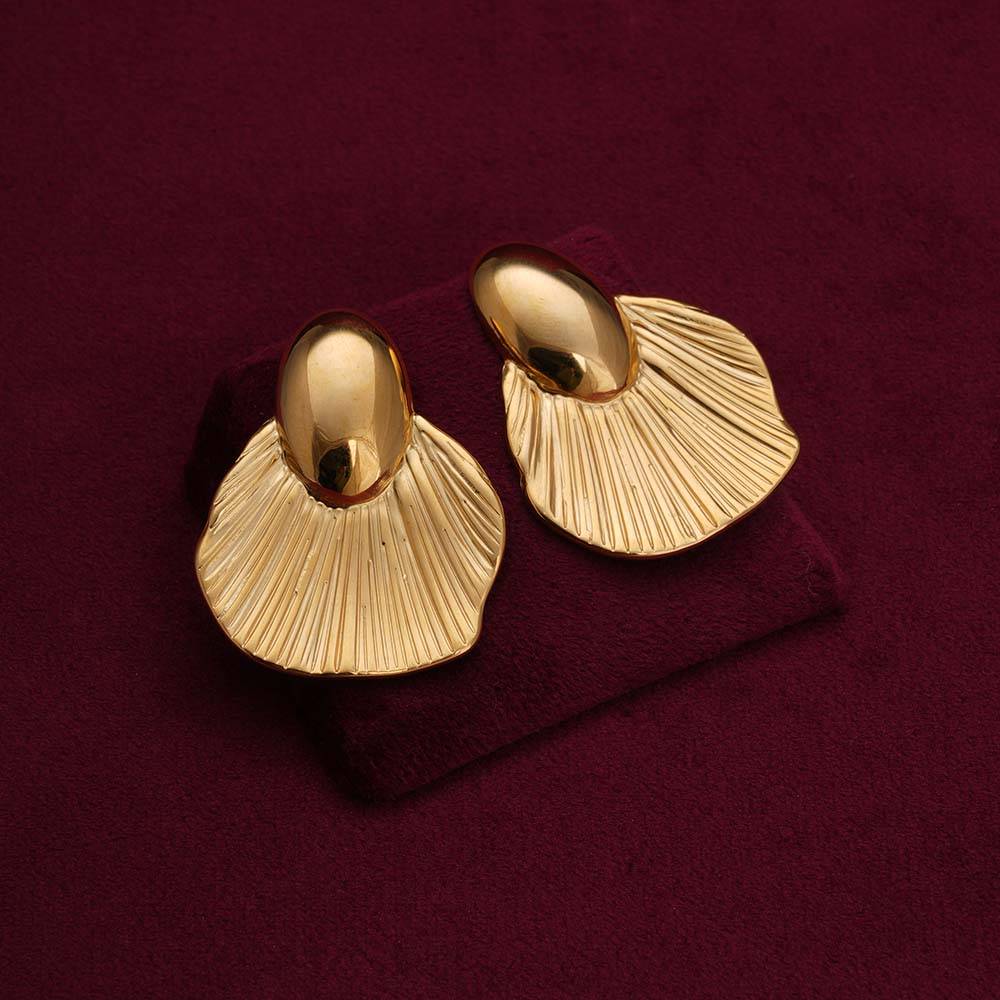 Palmonas Goldfish Tail Shaped Stud Earrings For Womens - Waterproof & Anti-Tarnish : PMWSSER238-G