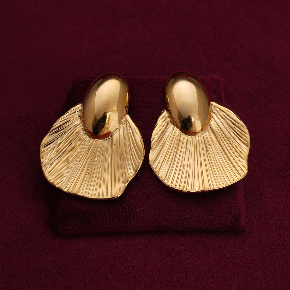 Palmonas Goldfish Tail Shaped Stud Earrings For Womens - Waterproof & Anti-Tarnish : PMWSSER238-G