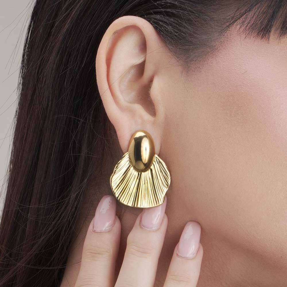 Palmonas Goldfish Tail Shaped Stud Earrings For Womens - Waterproof & Anti-Tarnish : PMWSSER238-G