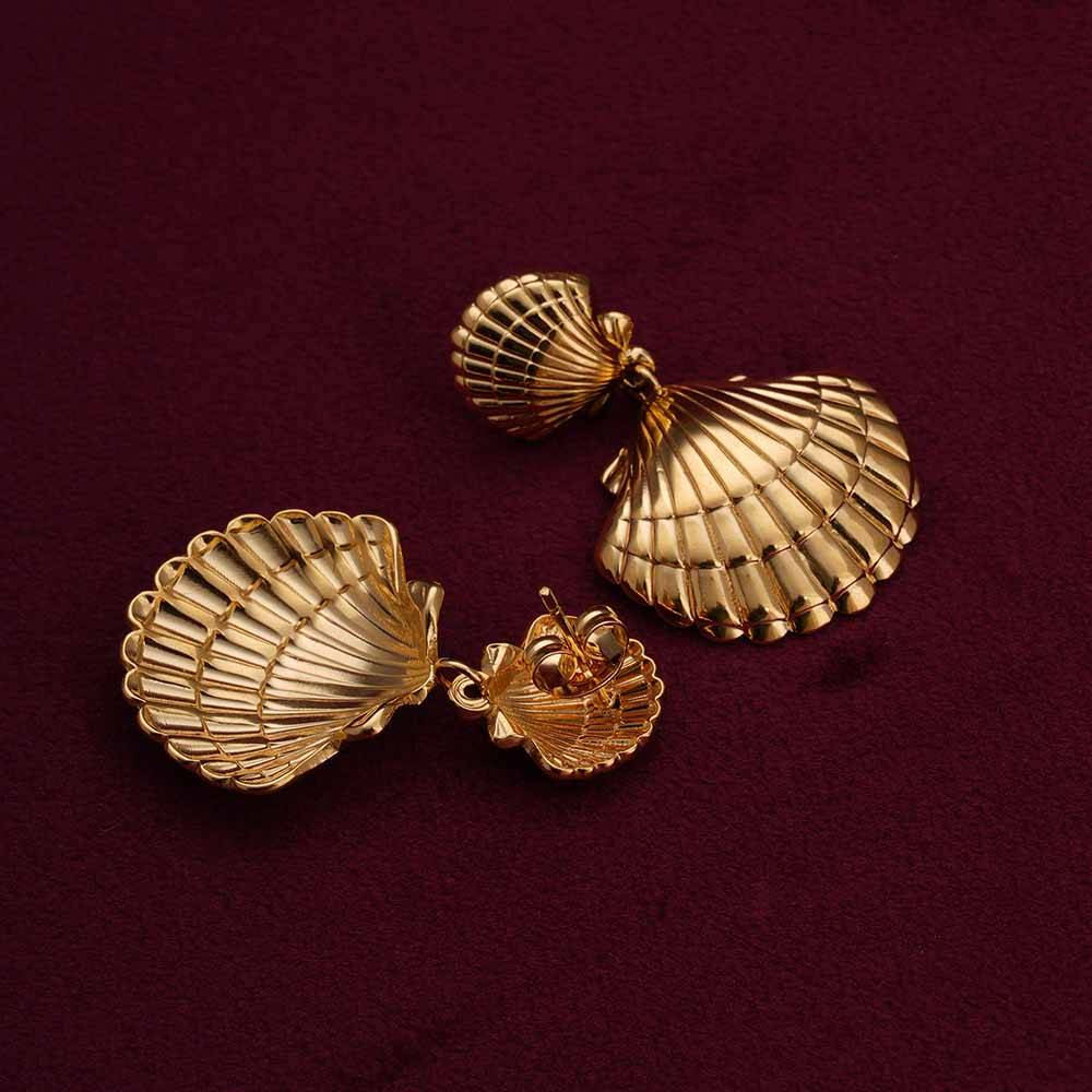 Palmonas Shell Drop Earrings For Womens - Waterproof & Anti-Tarnish : PMWSSER240-G