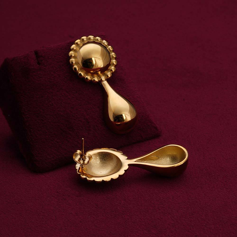 Palmonas Modern Flower Drop Earrings For Womens - Waterproof & Anti-Tarnish : PMWSSER247-G