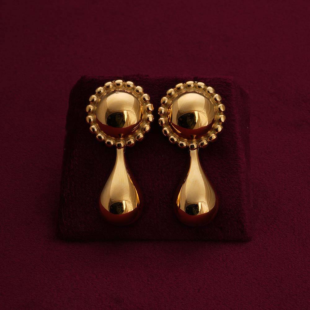 Palmonas Modern Flower Drop Earrings For Womens - Waterproof & Anti-Tarnish : PMWSSER247-G