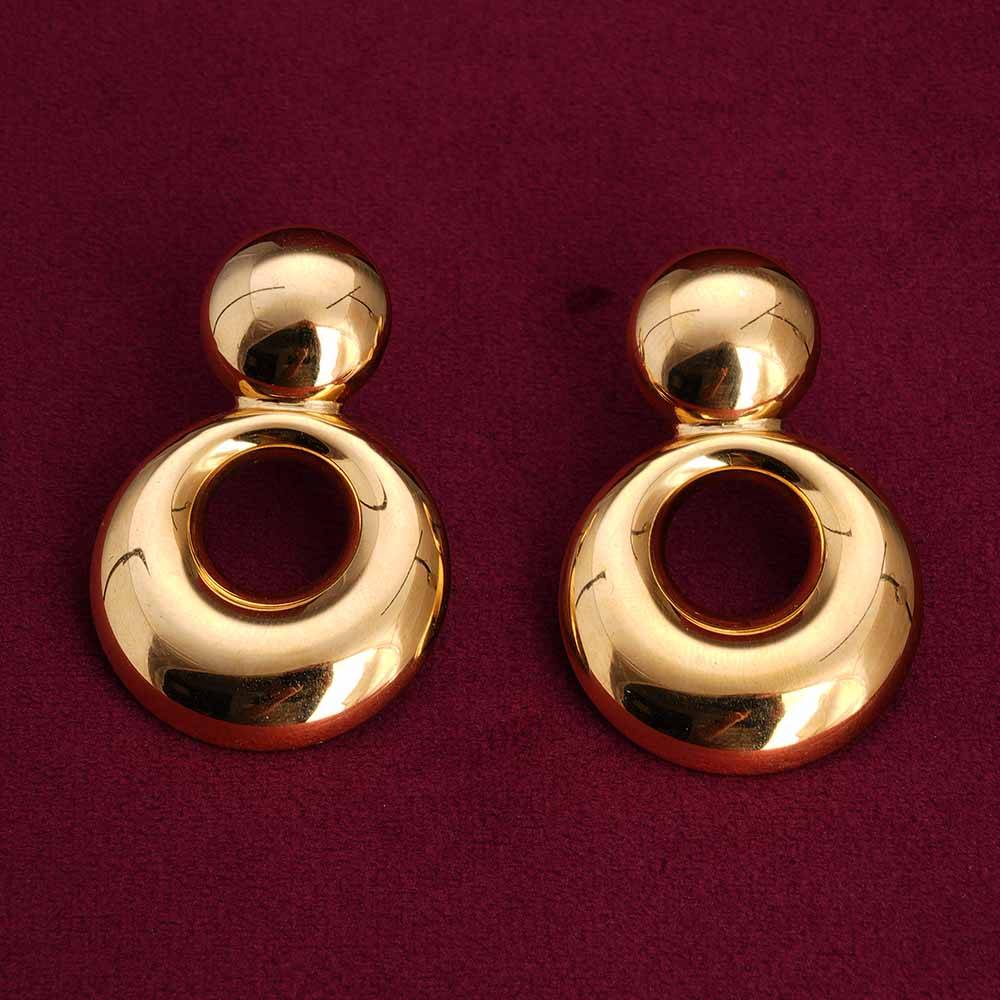 Palmonas Golden Circle Delights Drop Earrings For Womens - Waterproof & Anti-Tarnish : PMWSSER281-G