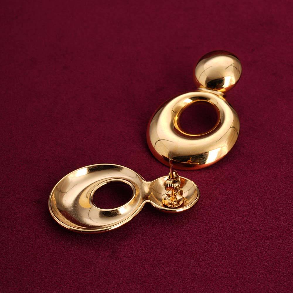 Palmonas Golden Circle Delights Drop Earrings For Womens - Waterproof & Anti-Tarnish : PMWSSER281-G