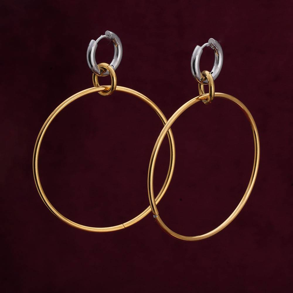 Palmonas Unique Dual Tone Hoop Earrings For Womens - Waterproof & Anti-Tarnish : PMWSSER283-MC