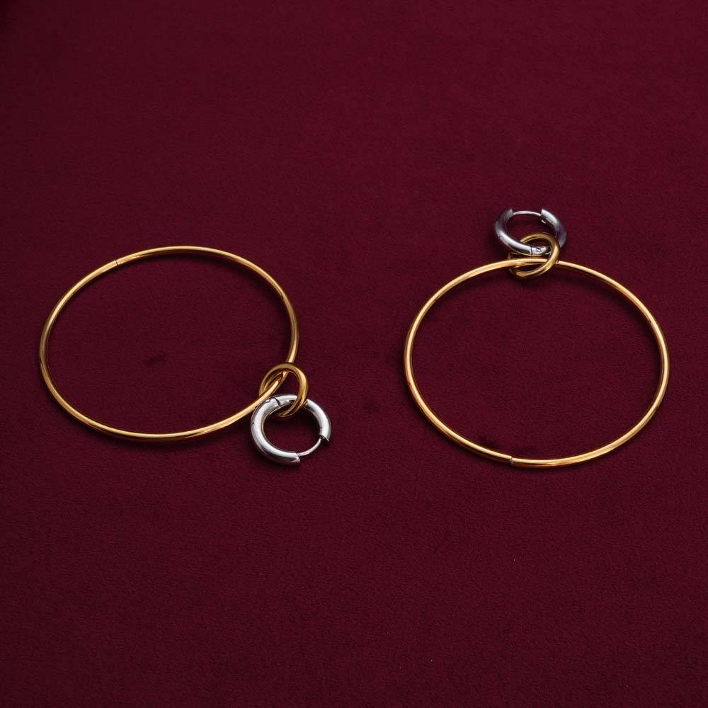 Palmonas Unique Dual Tone Hoop Earrings For Womens - Waterproof & Anti-Tarnish : PMWSSER283-MC