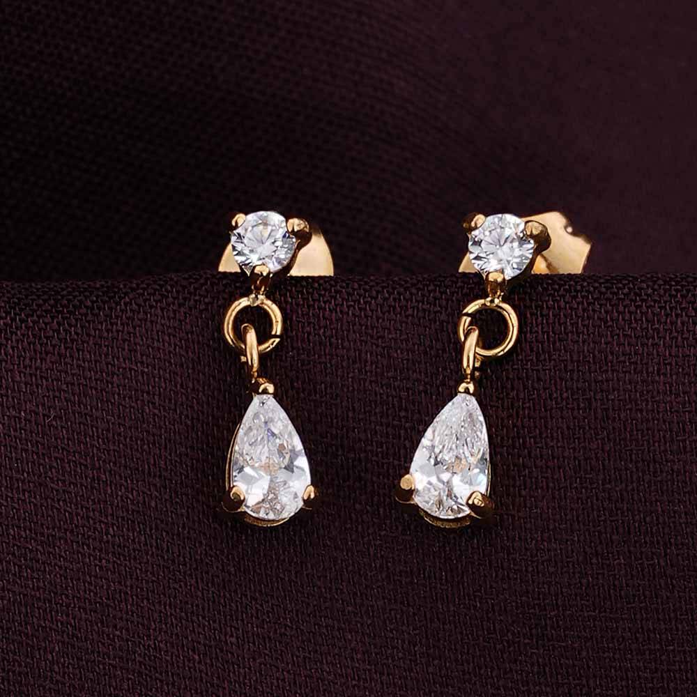 Palmonas Golden Dewdrops Stud Earrings For Womens - Waterproof & Anti-Tarnish : PMWSSER299-G