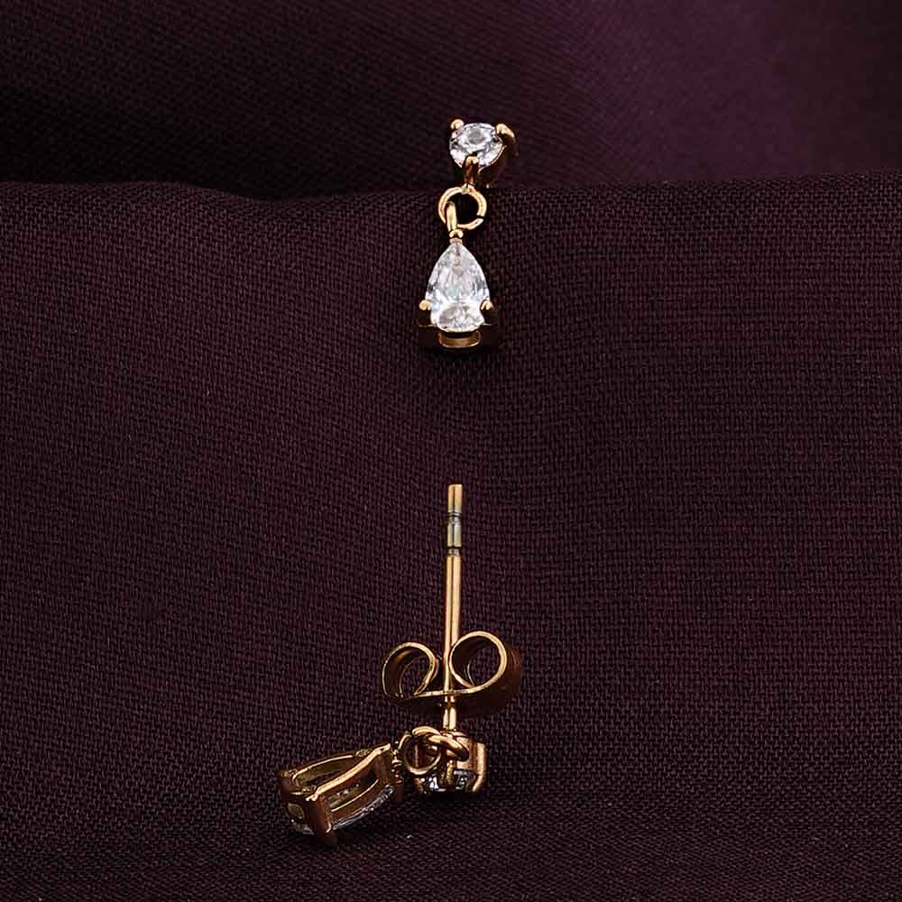 Palmonas Golden Dewdrops Stud Earrings For Womens - Waterproof & Anti-Tarnish : PMWSSER299-G