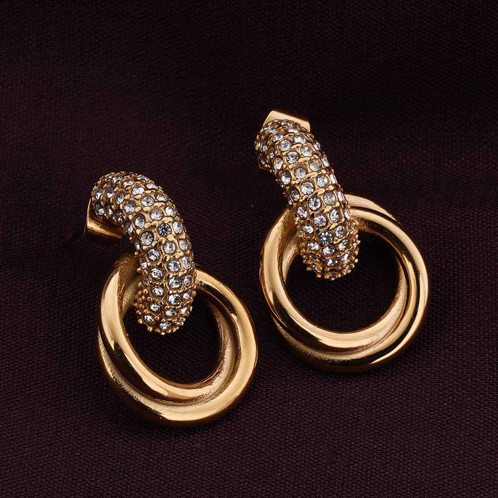 Palmonas Urban Egde Gold Stud Earrings For Womens - Waterproof & Anti-Tarnish : PMWSSER300-G