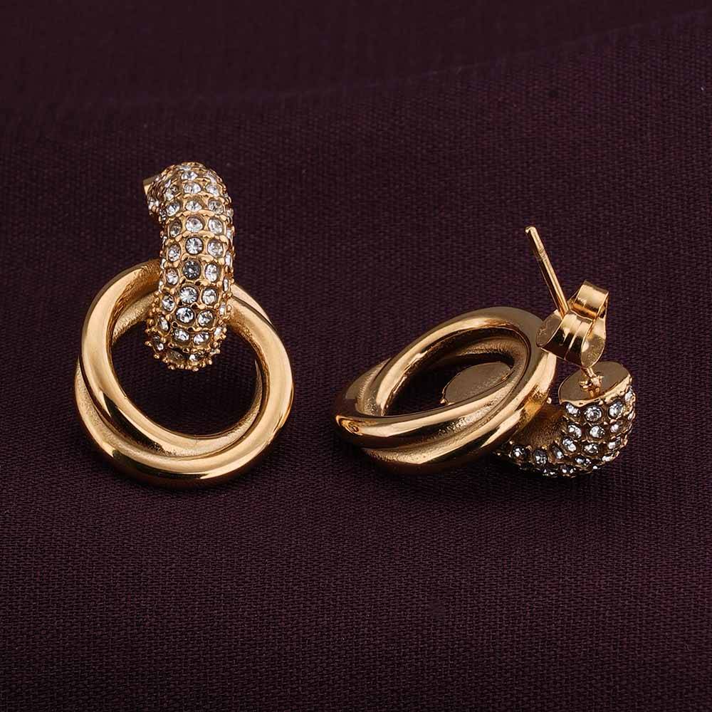 Palmonas Urban Egde Gold Stud Earrings For Womens - Waterproof & Anti-Tarnish : PMWSSER300-G
