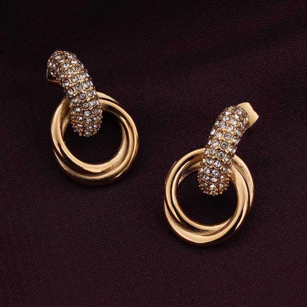 Palmonas Urban Egde Gold Stud Earrings For Womens - Waterproof & Anti-Tarnish : PMWSSER300-G