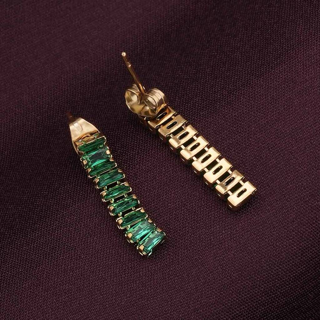 Palmonas Green Emerald Drop Earring For Womens - Waterproof & Anti-Tarnish : PMWSSER307-G