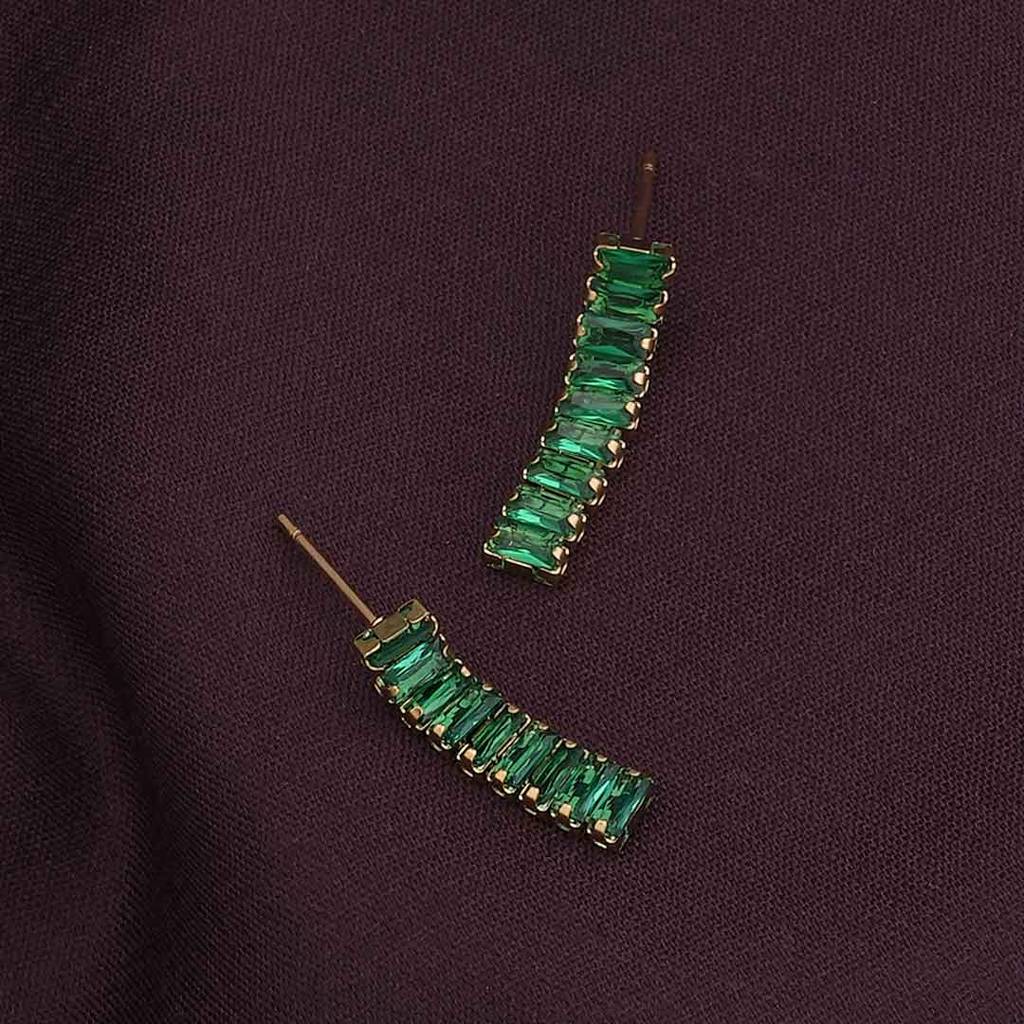 Palmonas Green Emerald Drop Earring For Womens - Waterproof & Anti-Tarnish : PMWSSER307-G