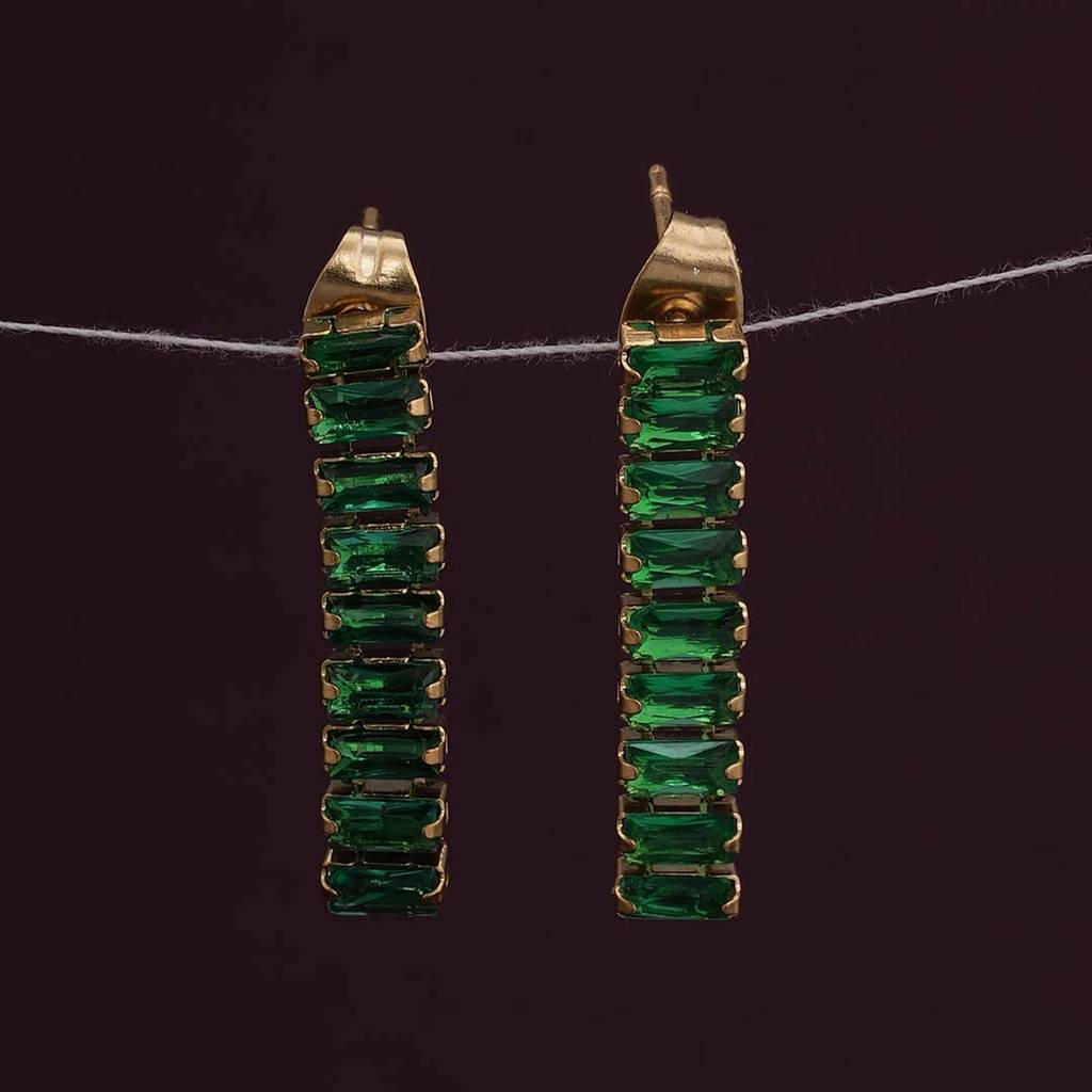 Palmonas Green Emerald Drop Earring For Womens - Waterproof & Anti-Tarnish : PMWSSER307-G