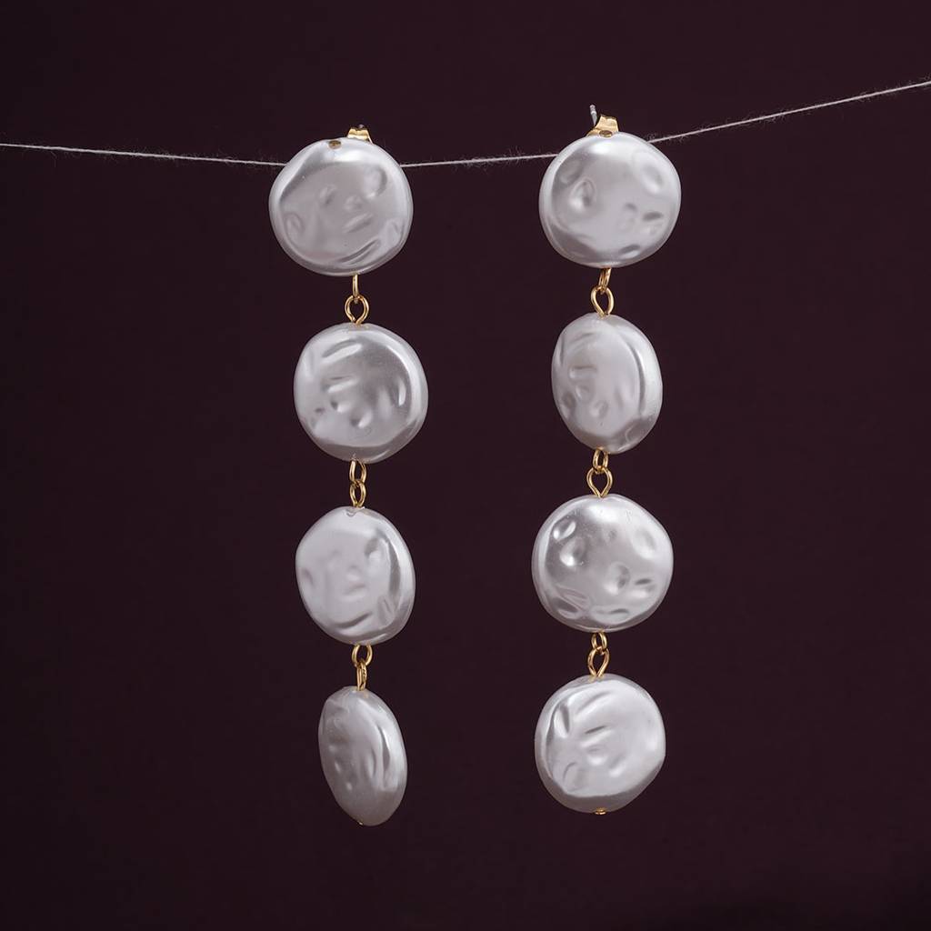 Palmonas Pearl Drop Earrings For Womens - Waterproof & Anti-Tarnish : PMWSSER312-G